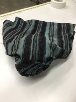 Blue, Black, Wool, Stripes, Blue & Black Striped Wool Head Pc. See Photo Attached,