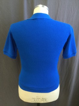 JOHNS MEN'S SHOP, Royal Blue, Black, Yellow, White, Orlon Acrylic, Stripes, Side Ribbed Knit Collar Attached, Ribbed Knit Cuff/Waistband