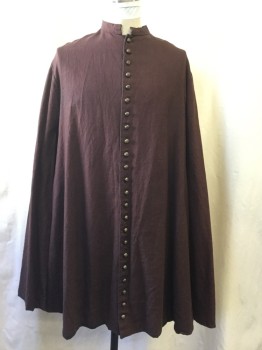 MTO, Rust Orange, Cotton, Solid, Nehru Collar, Button Front with Lots of Little Metal Look a Like Buttons, Buttons Down Both Sides, Long Slit Sleeves the Entire Length of Garment, Looks Like a Cape, Lined. Nice Weight