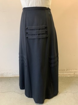MTO, Black, Cotton, Stripes - Shadow, Gabardine, Trio of Pleats with Black Satin Covered Buttons, Drawstring in the Back of Waistband,