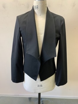 ANGELICA, Black, Poly/Cotton, Solid, Shawl Lapel, No Buttons
