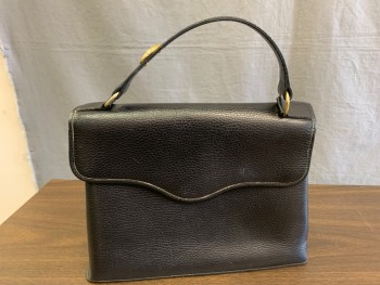 CHRISTIAN DIOR, Black, Leather, Solid, Pebble Grain Leather Handbag,
