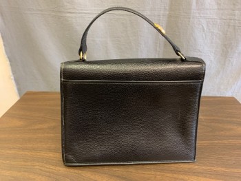 CHRISTIAN DIOR, Black, Leather, Solid, Pebble Grain Leather Handbag,