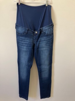 KANCAN, Dk Blue, Cotton, Rayon, Faded, 5 Pckts, Spandex Belly Band, Skinny Jeans