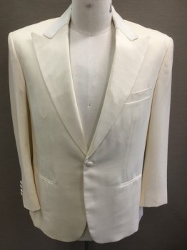 MTO, Bone White, Wool, Made To Order, Single Breasted, 1 Button, Faille Peaked Lapel, Velvet Collar, 3 Pockets,