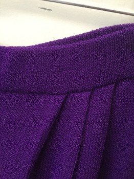 ST.JOHN, Purple, Wool, Solid, Knit Slacks, Triple Pleated, Elastic Waist, 2 Side Pockets,