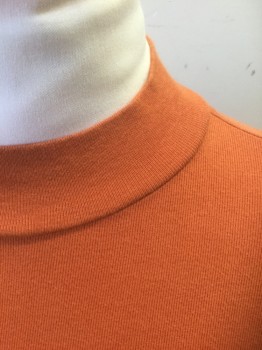 KATE HILL, Orange, Cotton, Solid, Rib Knit Jersey, Long Sleeves, Mock Neck,