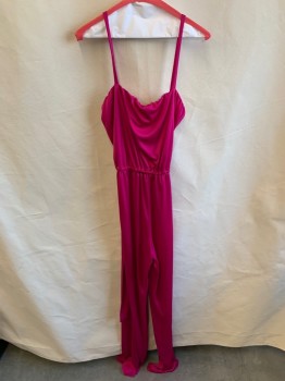JENNI, Magenta Pink, Polyester, Solid, Elastic Neck, Straps, With Matching Fabric Belt