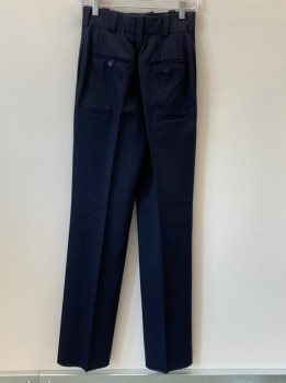 NL , Navy Blue, Polyester, Solid, Zip Front with Tab, 3 Front Pckts, Belt Loops, 4 Back Pckts