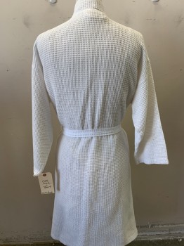 SOFT TOUCH, White, Poly/Cotton, Solid, Waffle Weave, 2 Pockets, with Belt