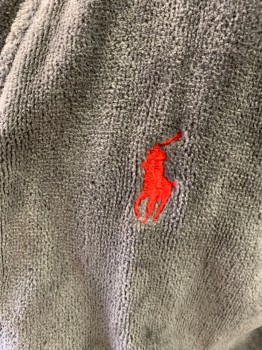 POLO RALPH LAUREN, Dk Gray, Cotton, Solid, 2 Pockets, With Belt, Logo at Left Side and at Back