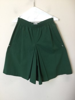 SOLO'S, Green, Cotton, Solid, Gathered 1-1/2" Waist Band, 2 Slant Pockets Front, Pleat Center Front