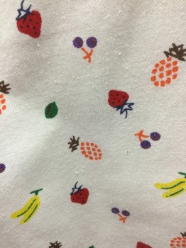 DEE CEE, White, Multi-color, Cotton, Novelty Pattern, Painters Pant with Cute Fruit Print