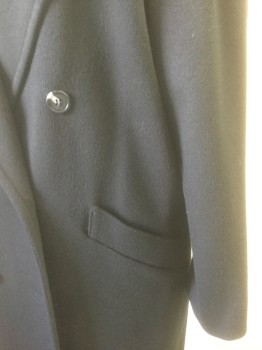 CASSIDY, Black, Wool, Solid, Double Breasted, Wide Low Slung Notched Lapel, 2 Hip Pockets, Below Knee Length,