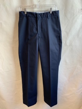 CLASSROOM , Navy Blue, Polyester, Cotton, Solid, 1.5" Waistband with Belt Hoops, Flat Front, Zip Front, 4 Pockets