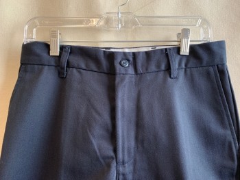CLASSROOM , Navy Blue, Polyester, Cotton, Solid, 1.5" Waistband with Belt Hoops, Flat Front, Zip Front, 4 Pockets