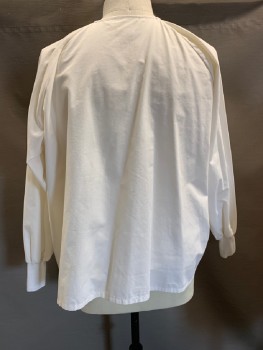 NL, Off White, Poly/Cotton, Solid, Round Neck, 2 Pckts, Snap Front, Raglan Sleeves with Knit Cuffs