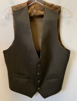 CHAPS, Brown, Wool, Solid, 4 Button, 2 Pocket