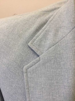 HAGGAR, Lt Blue, Polyester, Solid, Single Breasted, Notched Lapel, 2 Buttons,  3 Pockets Including 2 Large Patch Pockets at Hips,