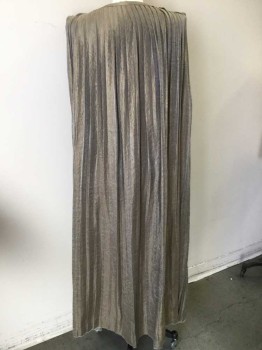 N/L, Olive Green, Gold, Gray, Linen, Synthetic, Solid, Shimmer Gold/gray Olive Fan Pleat, 1/2" Band Wide Neck & Shoulder, Sleeveless
