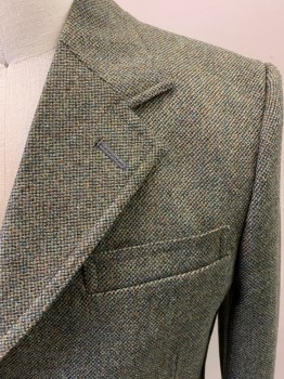 MARK COSTELLO, Olive Green, Brown, Blue, Black, Wool, Tweed, Single Breasted, 3 Buttons,  Notched Lapel, 3 Pockets, See Fc052049