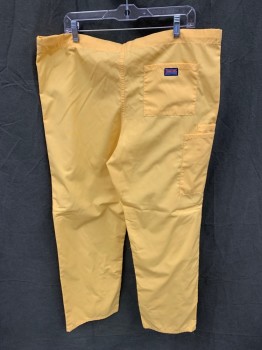 CHEROKEE, Yellow, Poly/Cotton, Solid, Drawstring Waistband, 1 Back Pocket, Cargo Pocket