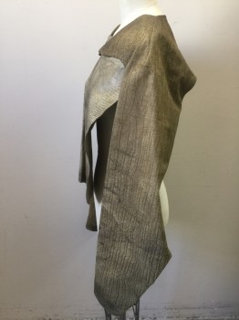 N/L, Beige, Brown, Leather, Reptile/Snakeskin, Dark Beige Snakeskin Texture Leather, Long Sleeves, Attached to Torso at Shoulders, with Pointed Ends, Open From Shoulders Down in Back, Aged/Dirty Look, Made To Order
