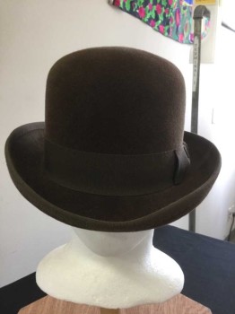 PATRICIA UNDERWOOD, Dk Brown, Wool, Solid, Dk Brown Gross Grain Ribbon Hatband, See Photo Attached,