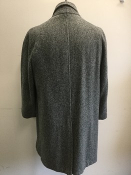 MTO, Black, Lt Gray, Wool, 2 Color Weave, Thick Scratchy Wool, Single Breasted, 3 Buttons, Collar Attached, 2 Welt Pockets, Solid Gray Lining MULTIPLES