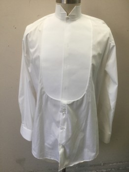 DARCY, White, Cotton, Solid, Long Sleeves, Button/Shirt Stud Closures at Front (Shirt Studs Not Included), Wingtip Collar, Stiff Starched Bib Front,