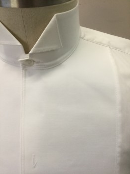 DARCY, White, Cotton, Solid, Long Sleeves, Button/Shirt Stud Closures at Front (Shirt Studs Not Included), Wingtip Collar, Stiff Starched Bib Front,