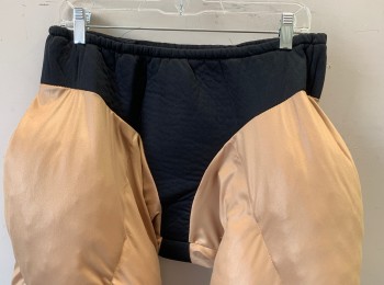 FRANCO, Tan Brown, Black, Polyester, Solid, Muscle Pants, Elastic Waist, Black Panel at Groin with Tan Padded Muscle Legs, Stirrups at Leg Openings,