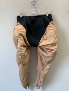 FRANCO, Tan Brown, Black, Polyester, Solid, Muscle Pants, Elastic Waist, Black Panel at Groin with Tan Padded Muscle Legs, Stirrups at Leg Openings,