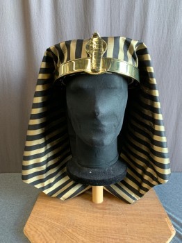 MTO, Black, Gold, Silk, Metallic/Metal, Stripes, Black and Gold Nemis Attached To Gold Crown, Gold Snake Front