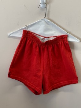 SOFFE, Red, Cotton, Polyester, Solid, Elastic Waist, Side Slits,