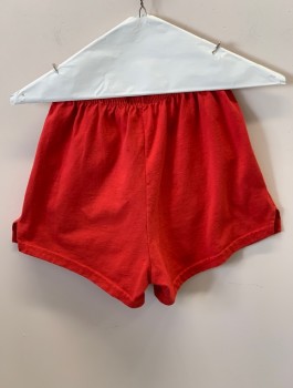 SOFFE, Red, Cotton, Polyester, Solid, Elastic Waist, Side Slits,