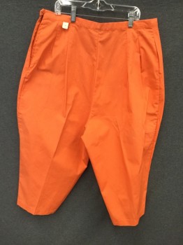 N/L, Orange, Cotton, Solid, Pedal Pusher, Side Zip, 2 Pockets, Darted