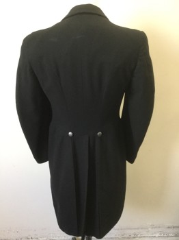 M. MOSES & SON, Black, Wool, Solid, with Silk Satin Panel on Peaked Lapel, Buttons are Metal Shank Buttons (Likely Were Fabric Covered But Fabric Worn Off), Black Lining,
