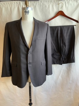 DORMANS, Chocolate Brown, Wool, Solid, Single Breasted, Collar Attached, 3 Pockets, 2 Buttons