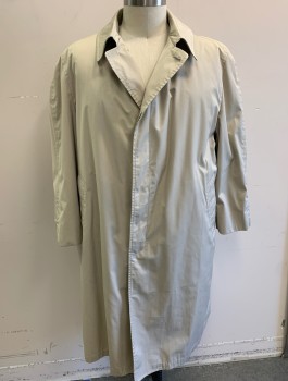 LONDON FOG, Khaki Brown, Cotton, Solid, Trench Coat, Single Breasted, Collar Attached, 2 Welt Pockets, ***Removable Light Brown Fleece Lining, ***Barcode Underneath Liner