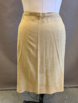 FOREVER YOUNG, Beige, Linen, Solid, Pencil Skirt, 1" Wide Self Waistband, Side Zipper Closure, Knee Length,