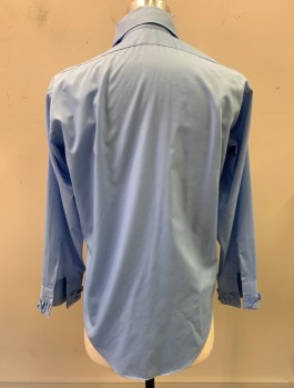 AFTER SIX, Powder Blue, Poly/Cotton, Solid, L/S, Button Front, Ruffled Front, Dagger Collar, Ruffles At Cuffs