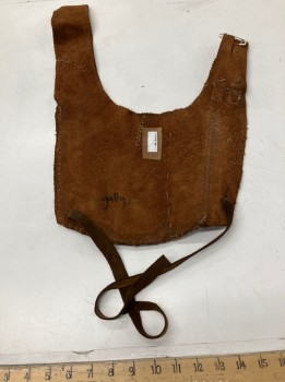 MTO, Brown, Leather, Small Saddle Bag, Leather Strap Tie, 2 Metal Buckles To Strap To A Belt