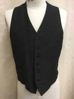 JOHN DAVID RIDGE, Black, White, Wool, Heathered, 6 Buttons, 4 Jetted Pockets, Solid Black Cotton Lining, Rear Adjustment Clinch