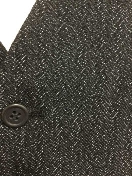 JOHN DAVID RIDGE, Black, White, Wool, Heathered, 6 Buttons, 4 Jetted Pockets, Solid Black Cotton Lining, Rear Adjustment Clinch