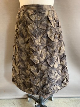 MTO, Brown, Mushroom-Gray, Khaki Brown, Tan Brown, Cotton, Synthetic, Mottled, Velcro Snap On, Waist Band , Front Slit With Geometric Pleading , Khaki, Texture Panel On Front