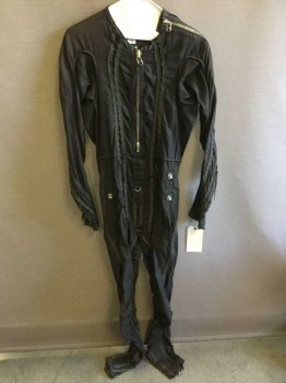 N/L, Olive Green, Cotton, Nylon, Long Sleeves, Full Body, Oversized Silver Zipper at Front, Other Zippers at Shoulder, Sleeves, Waist. Various Criss Crossed Lace Up Panels Throughout, **Has Multiples