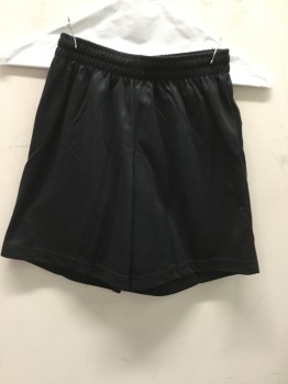 NL, Black, Polyester, Solid, Soccer: Elastic Smocked Drawstring Waist, Shorts