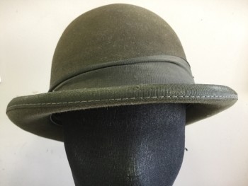 N/L, Olive Green, Wool, Aged/Distressed Dusty, Double Bow