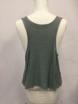 MTO, Sea Foam Green, Cotton, Rayon, Solid, Vertical Ribbed Knit, Tank, Scoop Neck, Deep Arm Holes, Multiples